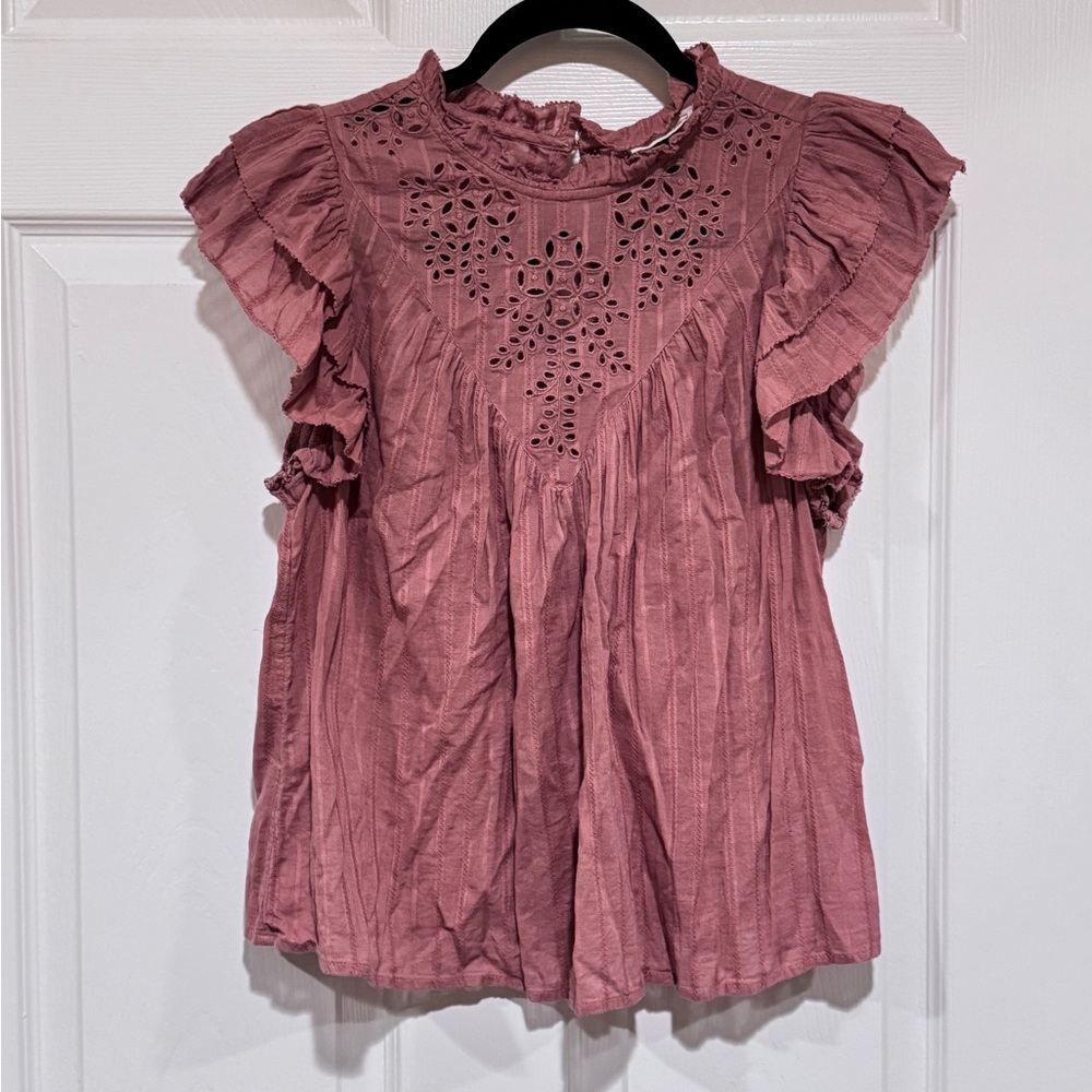 Universal Thread Dusty Rose Blouse with Ruffle Sleeves